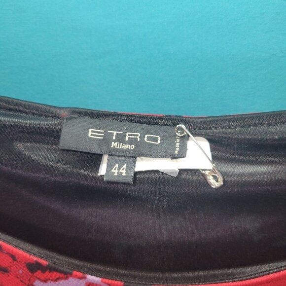 Etro Milano Red & Multicolor Printed Midi Dress Size 44 (Medium) - Picture 4 of 10